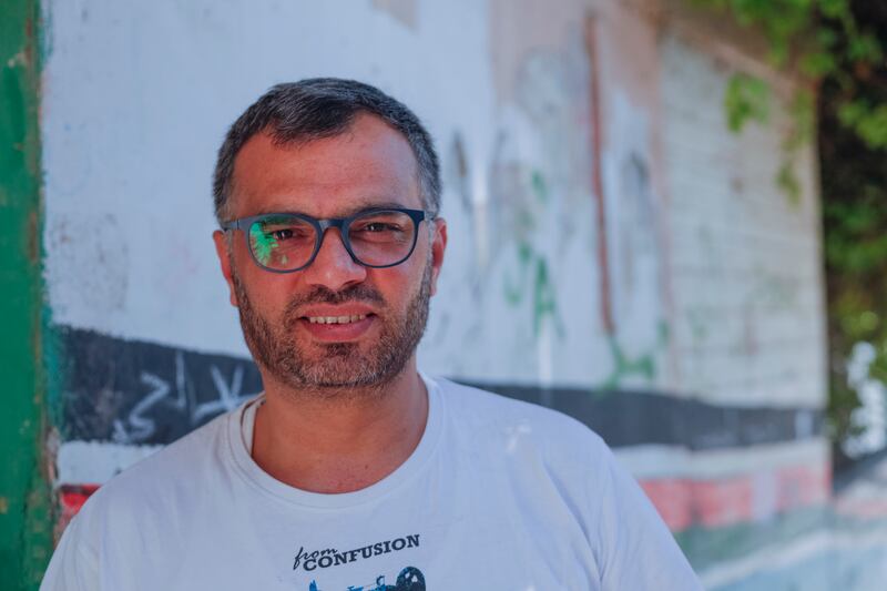 Abdullah Kharoub from Yafa Cultural Centre, one of the few refuges for teens to cut loose and escape their tough surroundings in the camp. Photograph: Niall Sargent