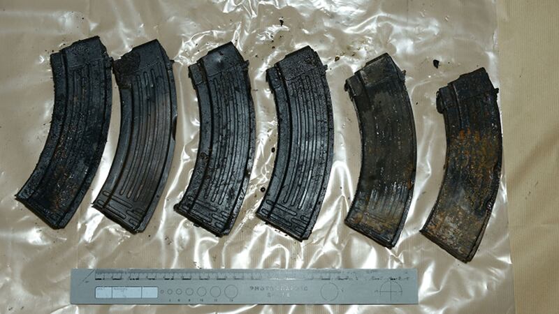 Riffle magazines seized as part of the weapons haul. Photograph: PSNI