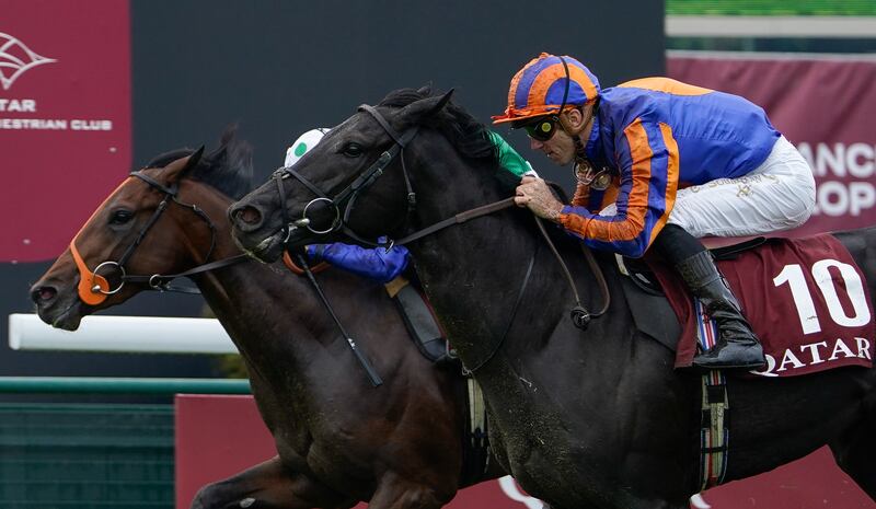 Christophe Soumillon riding Camille Pissarro. Photograph: Alan Crowhurst/Getty