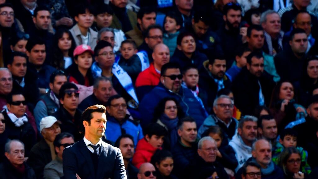 Real Madrid coach Santiago Solari has said they are still in the title race despite their 2-1 loss to Girona. Photo: Gabriel Bouys/Getty Images