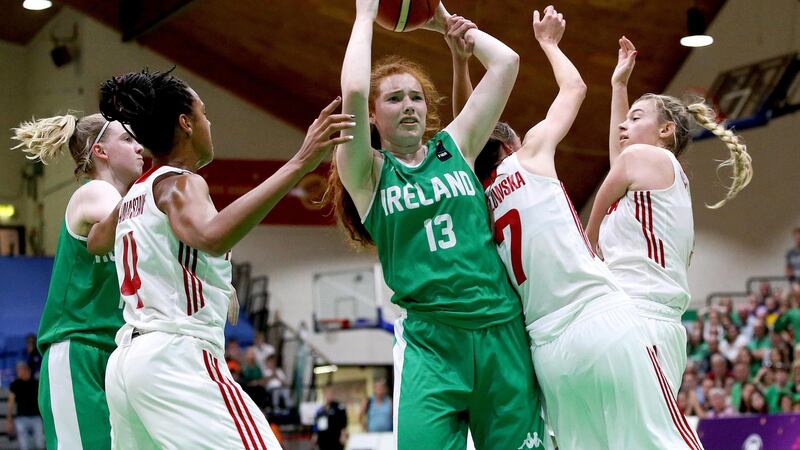 Ireland’s Claire Melia in action in the FIBA Under-18 Women’s European Division B Championship final against Poland in the National Basketball Arena, Tallaght in August 2017. Photograph: Tommy Dickson/Inpho