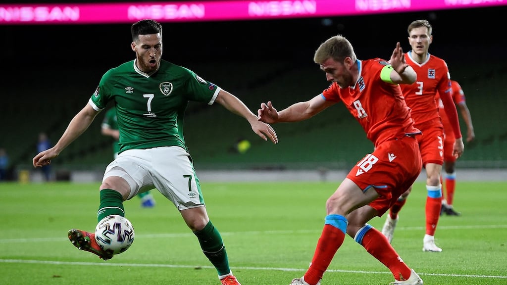 Republic of Ireland’s Matt Doherty and Enda Stevens are out of the friendly against Qatar. Photo: Clodagh Kilcoyne/AFP via Getty Images