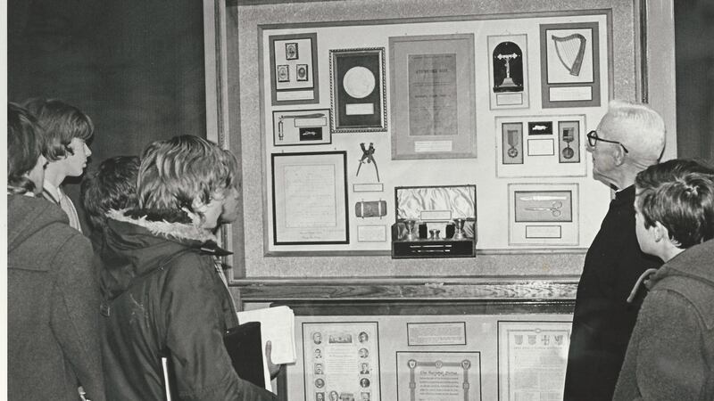 Brother Allen with pupils of O’Connell School when the museum and collection was situated in the school museum in North Richmond Street.