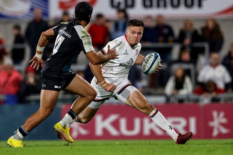 Jacob Stockdale's left boot will help his claims for an Ireland return in November in the absence of James Lowe. Photograph: Ben Brady/Inpho