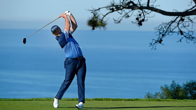 Jon Rahm tees off from the 11th tee at the North Course during his first round. Photo: Robert Laberge/Getty Images