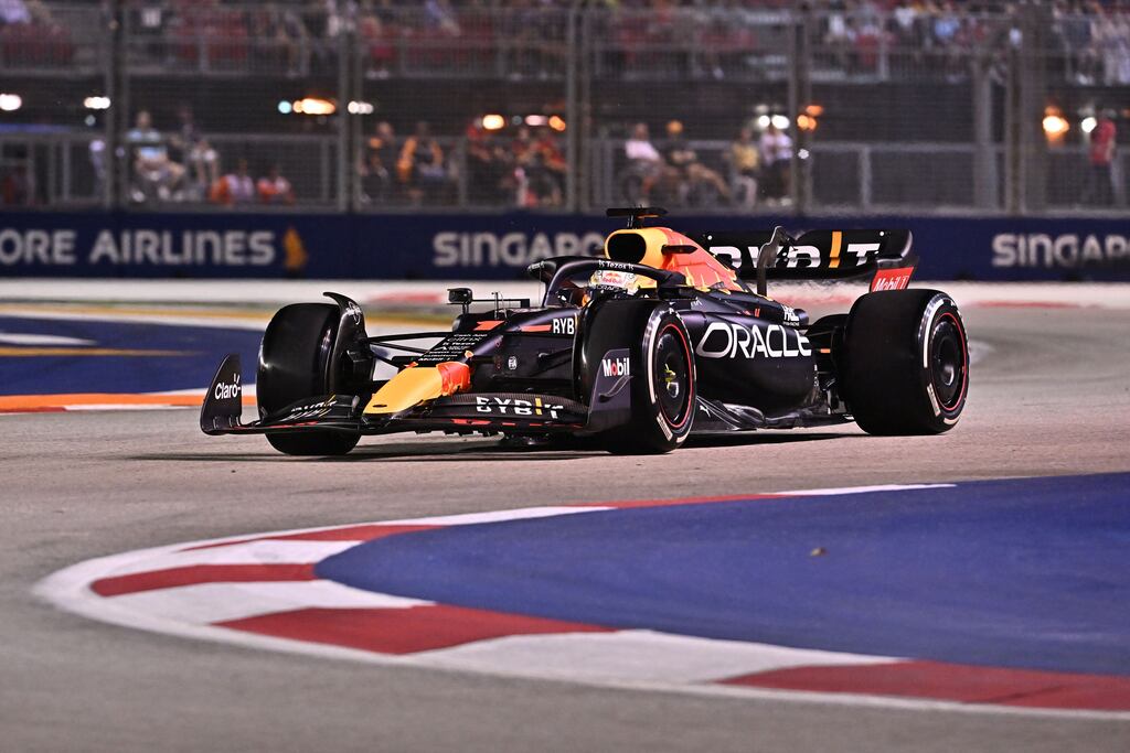 Red Bull Racing's  Max Verstappen during  practice for the Formula One Singapore Grand Prix. Photograph: Lillian Suwanrumpha/AFP
