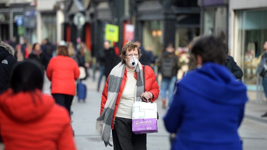 A shopper wearing a face mask on Grafton Street, Dublin last weekend. Photograph: Dara Mac Dónaill / The Irish Times