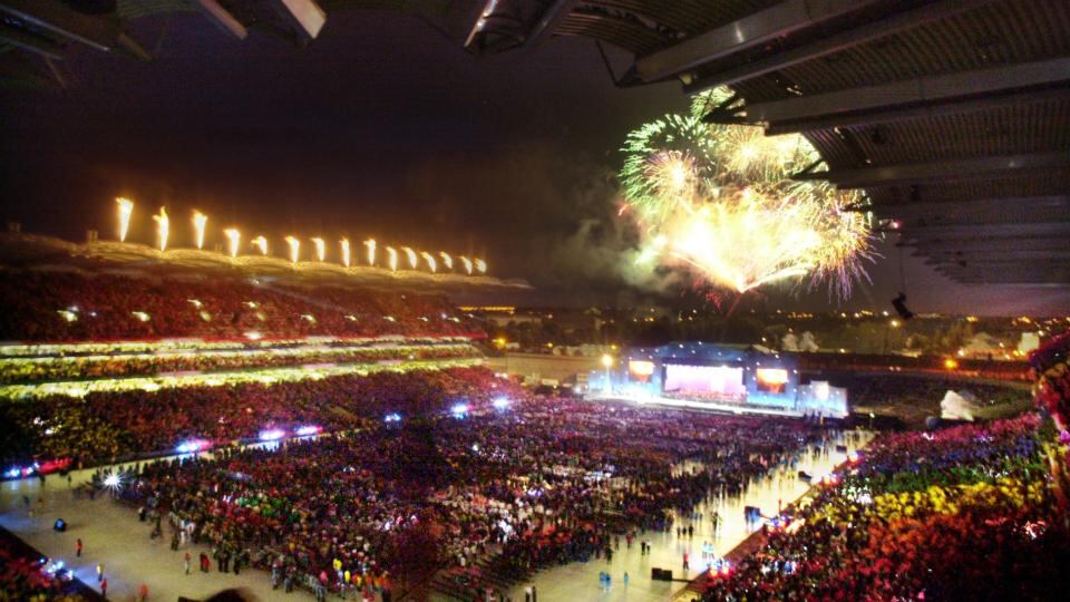 The fireworks display at the opening ceremony of the 2003 games at Croke Park
