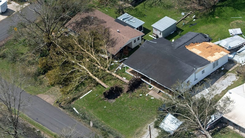 Damage from Hurricane Laura in Lake Charles, Louisiana. Photograph: Bill Feig/The Advocate/AP.