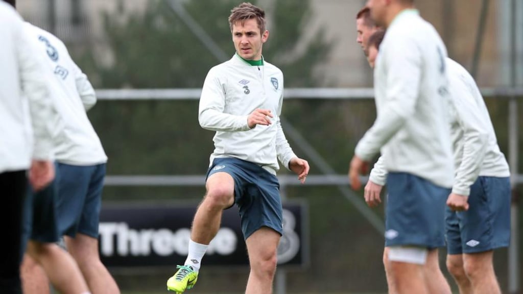 Republic of Ireland striker Kevin Doyle during training in Malahide on Sunday morning. Photograph: Donall Farmer/Inpho