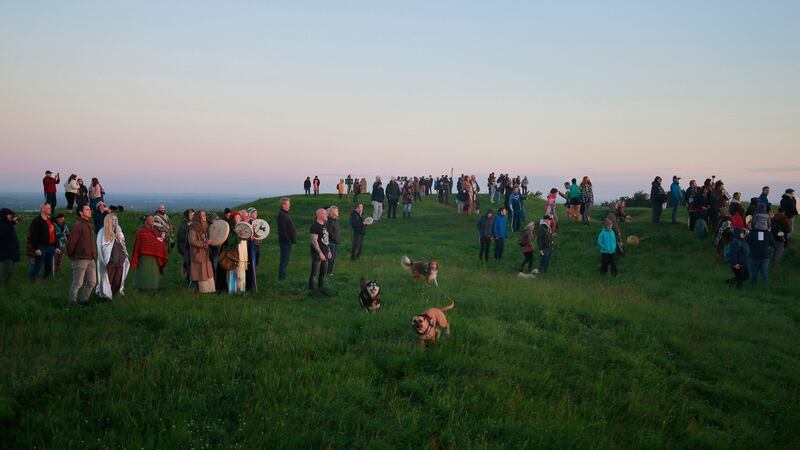 Crowds on the Hill of Tara to celebrate the summer solstice. Photograph: Nick Bradshaw