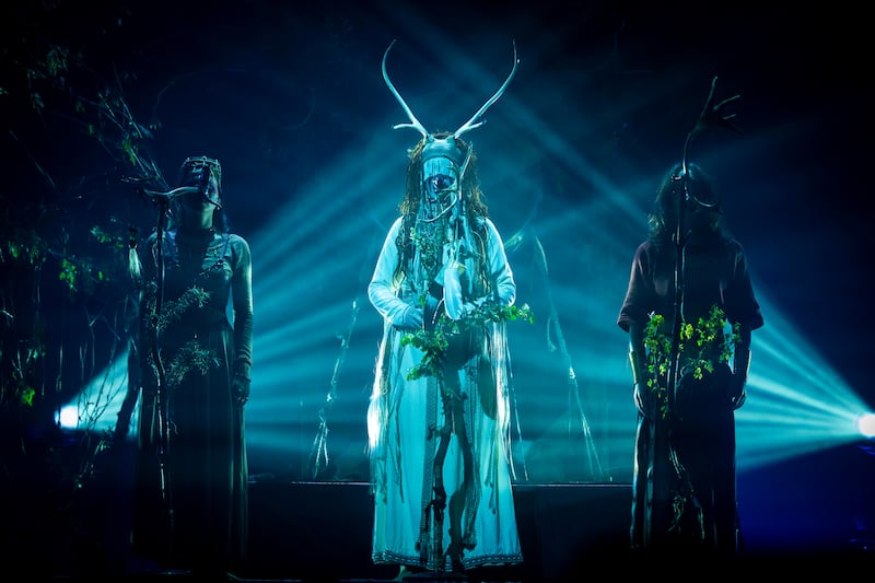 Heilung on stage. Photograph: Tom Honan