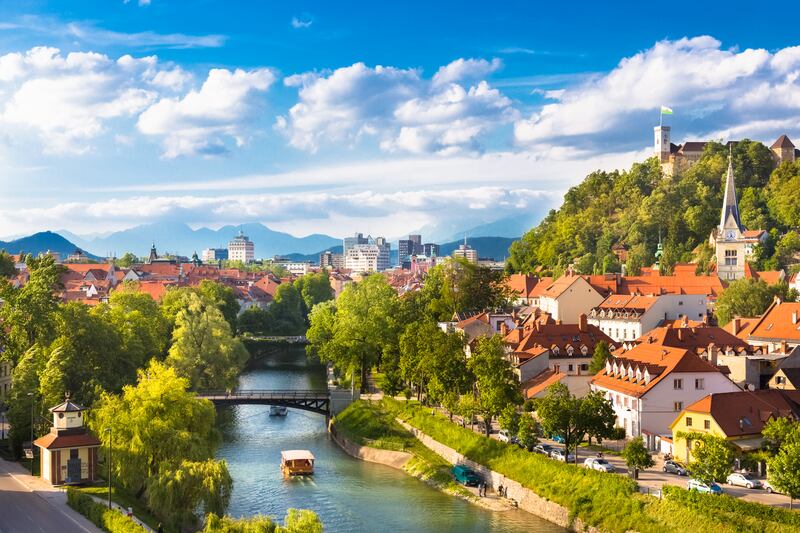 Explore Ljubljana’s charming riverside and medieval old town