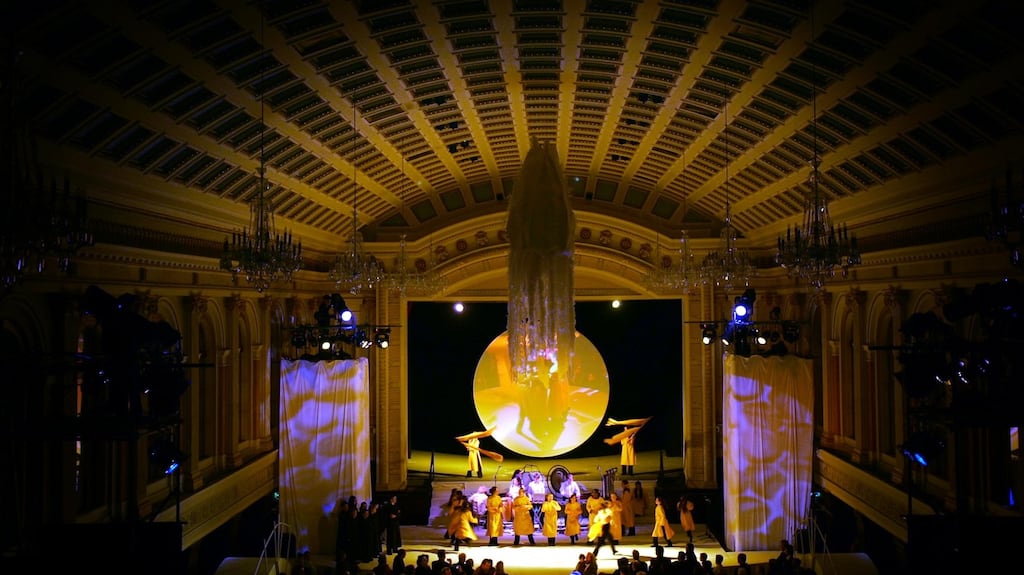 The scene in the concert Hall at City Hall during the performance of Red Sun during the Cork’s period as City of Culture in 2005. Galway, Limerick and the Waterford Three Sisters bids have been “shortlisted” to proceed to the next stage of selection for European Capital of Culture 2020. Photograph: Bryan O’Brien/The Irish Times.