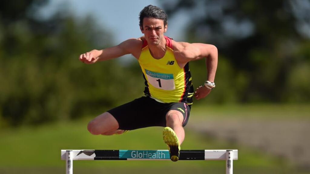 Hurdler Thomas Barr: this weekend’s National Championships in Santry will be his last race before Beijing. Photograph: Ramsey Cardy/Sportsfile