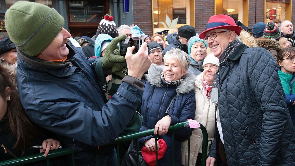 ‘Mrs Brown’s Boys’ actor Rory Cowan with fans on Grafton Street: Mr Cowan has contacted his solicitor after being verbally abused on Twitter. Photograph: Brian McEvoy