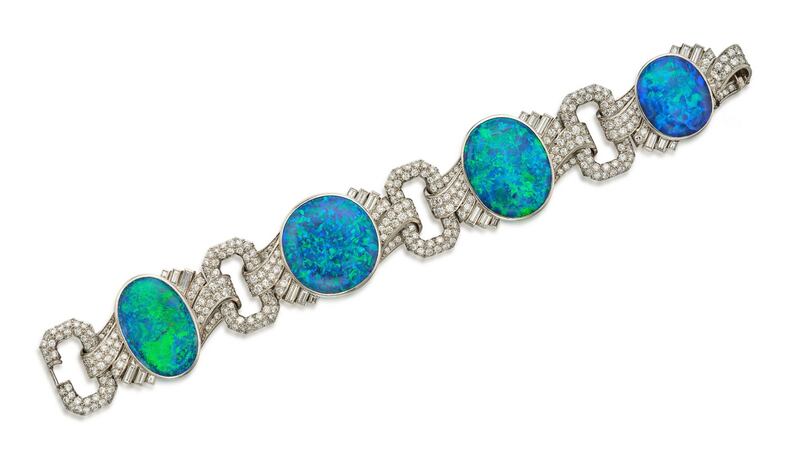 Black opal and diamond bracelet from the 1940s ($30,000-$50,000/€27,030-€45,040) Sotheby’s