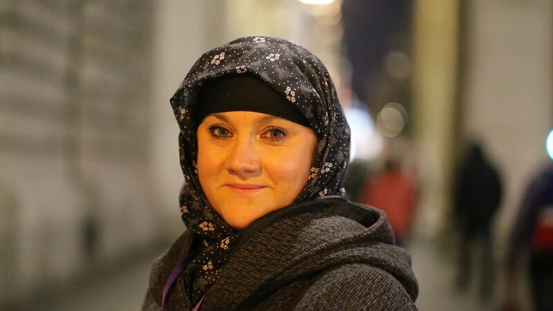 Nikki Joyce, a phlebotomist at Tallaght hospital, converted to Islam in 2019, and helps out at the soup kitchen every Friday. Photograph: Nick Bradshaw