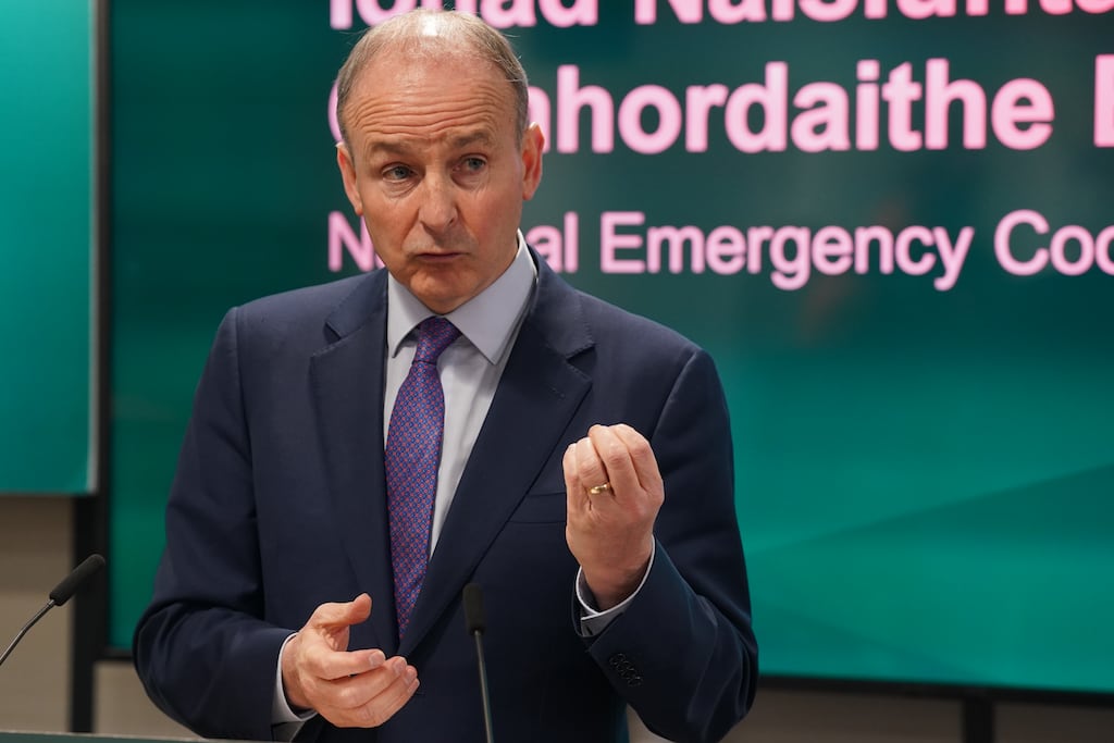 Tánaiste Micheál Martin speaking to the media at the National Emergency Co-ordination Centre in Dublin on Thursday after the publication of the findings of the national risk assessment for Ireland. Photograph: Brian Lawless/PA Wire