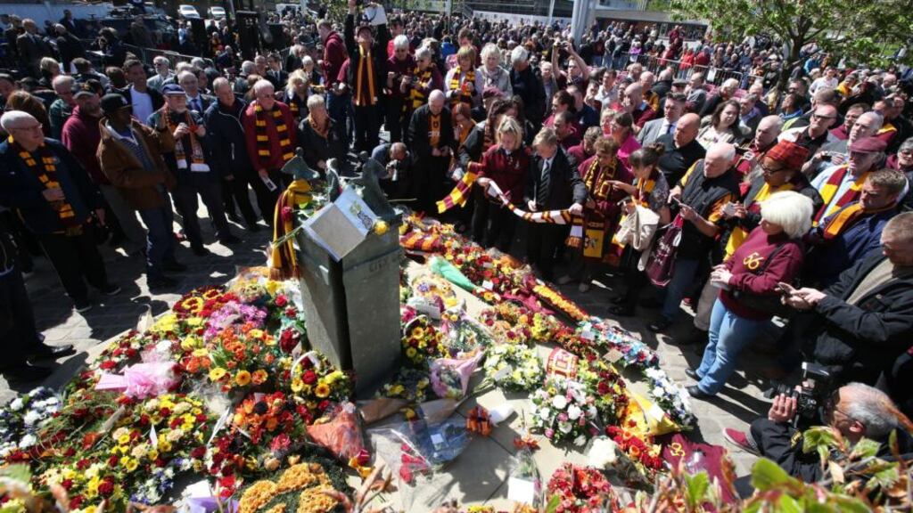 More than 1,000 gathered to commemorate the 30th anniversary of the Bradford Fire, which took the lives of 56 people. Photogrpah: PA