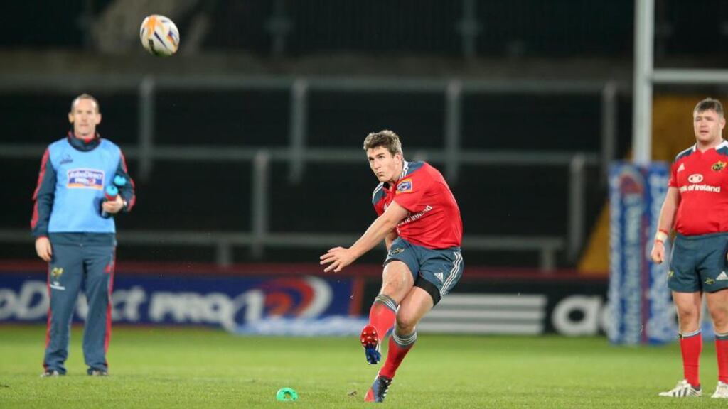 Munster’s Ian Keatley kicks a penalty against Ospreys at Thomond Park. Photograph: Dan Sheridan/Inpho