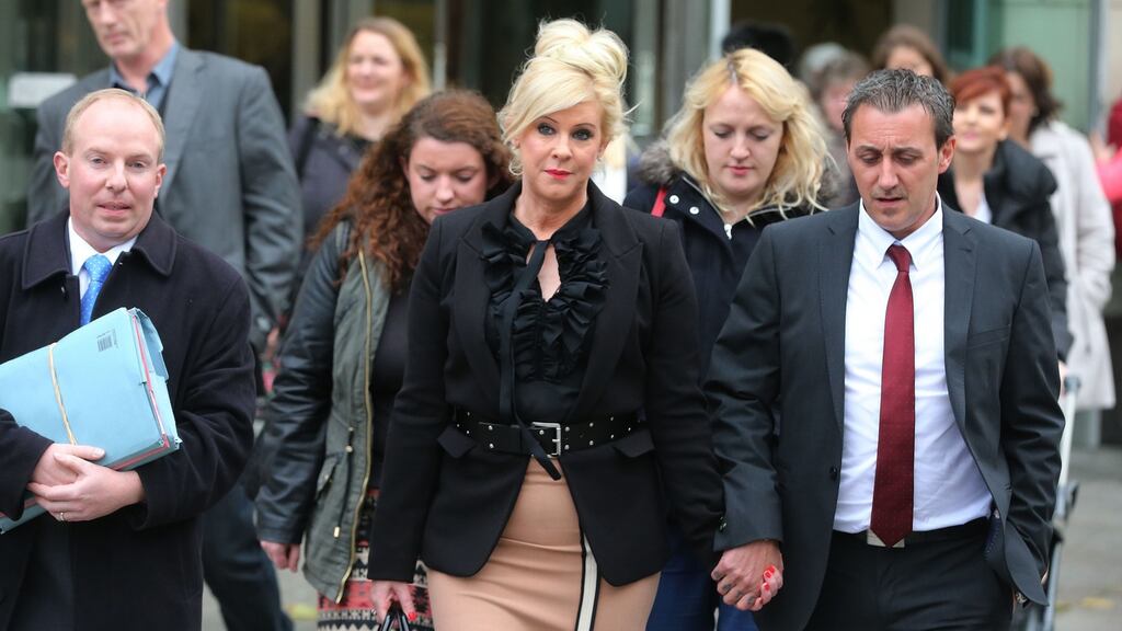 Precious Life campaigner Bernadette Smyth (centre) was cleared on appeal last year of harassing former Marie Stopes clinic director Dawn Purvis. Photograph: Niall Carson/PA Wire