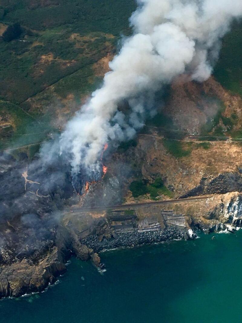 Bray Head fire. Photograph: Air Corps