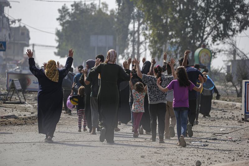 Residents flee the northern Gaza Strip by foot on November 5th following the latest Israeli warning during increased military operations. Photograph: Mohammed Saber/EPA