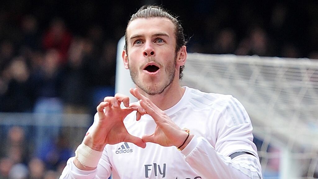 Gareth Bale of Real Madrid celebrates after scoring his team’s opening goal against Sporting Gijon at Estadio Santiago Bernabeu. Photo: Denis Doyle/Getty Images