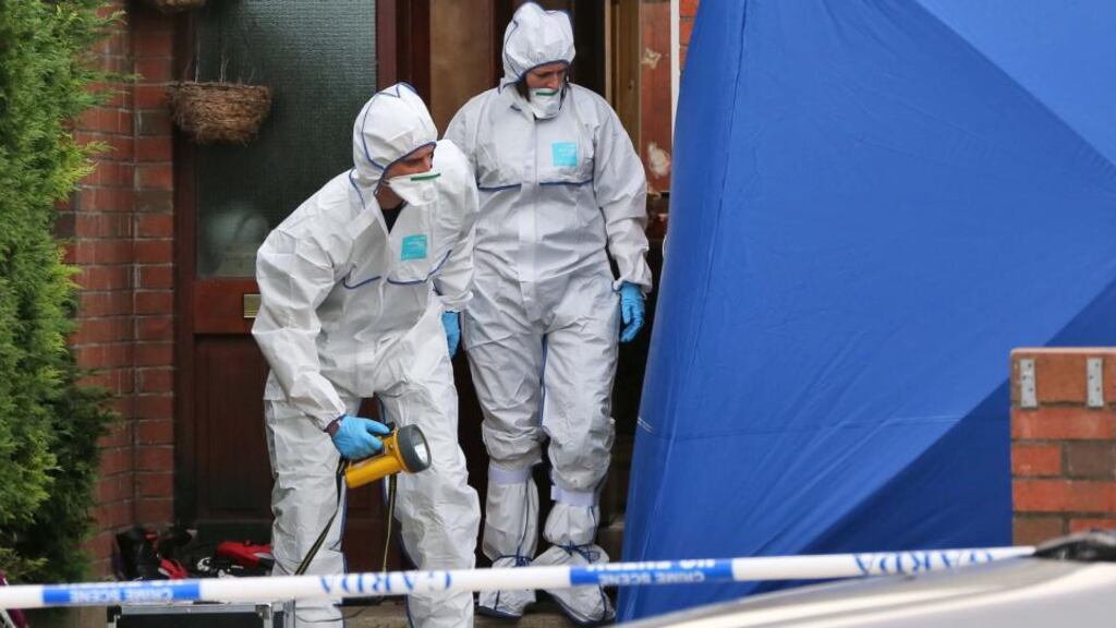 Members of the Garda Crime Scene Investigation Unit examine the scene at Mourne Park, Skerries, yesterday. Photograph: Colin Keegan/Collins