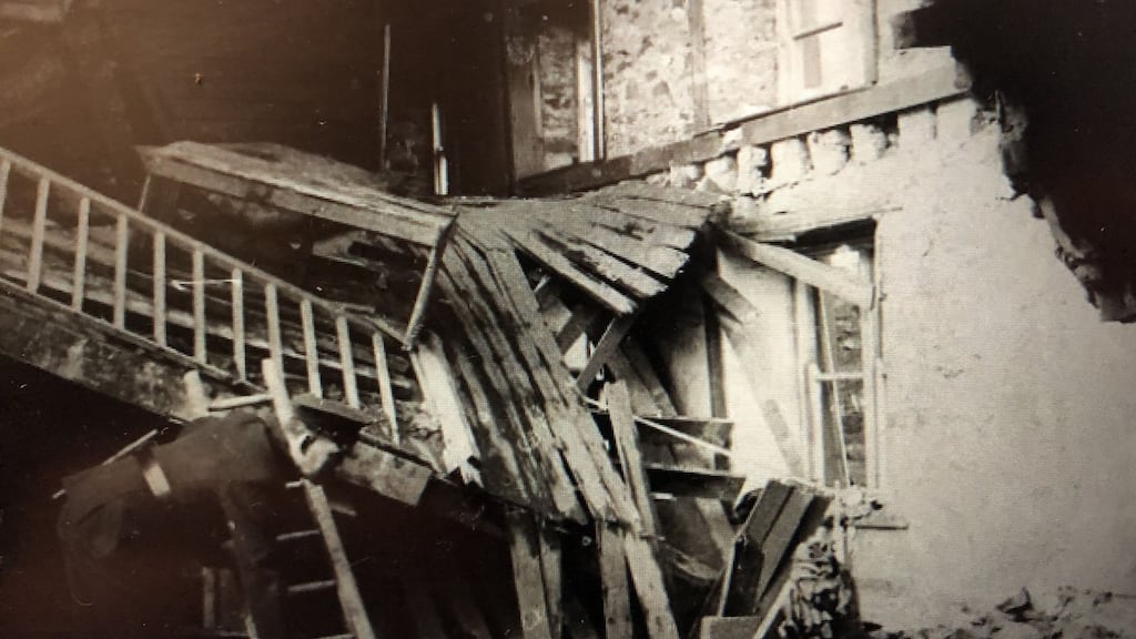 Surveying the damage after a raid on the RIC barracks in Ballytrain, Co Monaghan, on February 15th, 1920. Eoin O’Duffy praised the RIC men’s courage. Before withdrawing, the raiders left bandages for the injured, having failed to find a doctor.