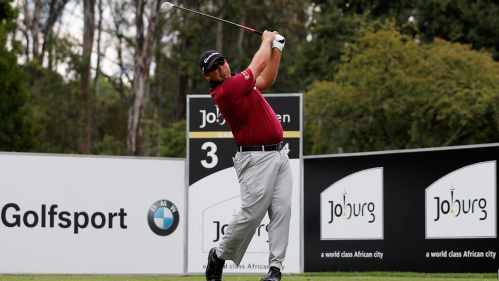 South Africa’s Justin Walters a hits his tee shot on the third hole during the third round of the Joburg Open at Royal Johannesburg and Kensington Golf Club. Photograph: Dean Mouhtaropoulos/Getty Images