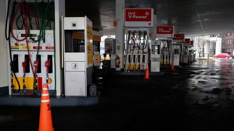A closed gas station in Buenos Aires. Photograph: Alejandro Pagni/AFP/Getty Images