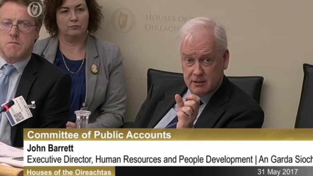 John Barrett, An Garda Síochána head of human resources, gives evidence to the Dáil Public Accounts Committee on Wednesday.