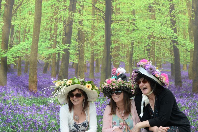 Galway Girls Joanna Murray, Marie Reilly, Barbara Whyte from Loughrea dressed up for a day out at Bloom in the Phoenix Park. Photograph: Alan Betson / The Irish Times
