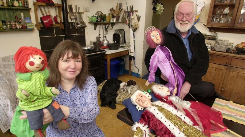 Paula and Michael Lambert  with Bosco and other puppets. Photograph: Alan Betson