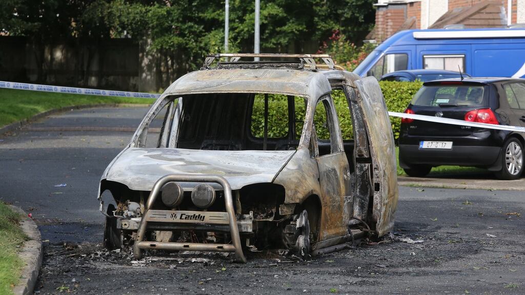The scene at Griffeen Glen Park, Lucan, Co Dublin where Wayne Whelan was shot a number of times while in his car. Photograph: Gareth Chaney/Collins Photos.