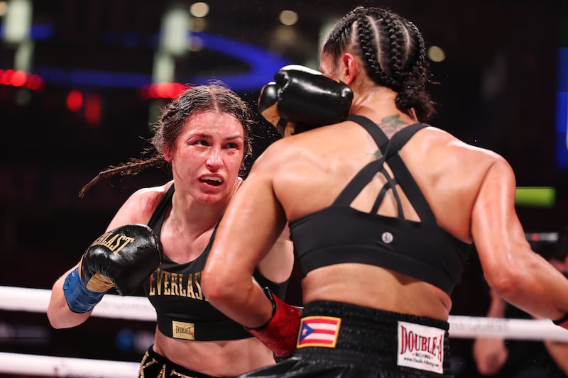 Pugilists: Katie Taylor and Amanda Serrano go toe to toe in Texas. Photograph: Al Bello/Getty