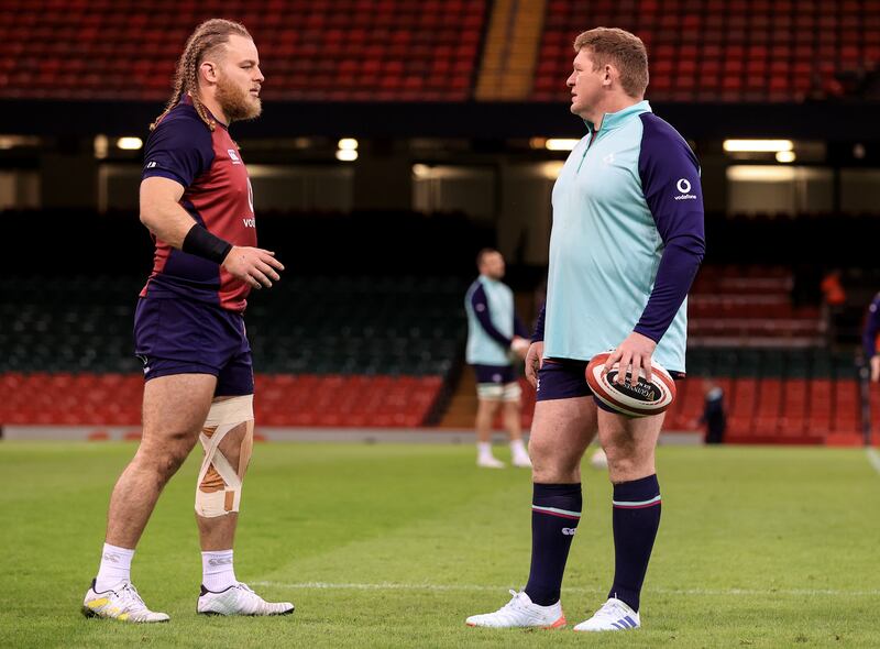 Ireland team-mates Finlay Bealham and Tadhg Furlong: 'Over the last two years Finlay has been genuinely playing really well. Not that he wasn’t a very good player to start with, but he’s really added loads of layers to his game. It is great to see,' says Furlong. Photograph: Dan Sheridan/Inpho
