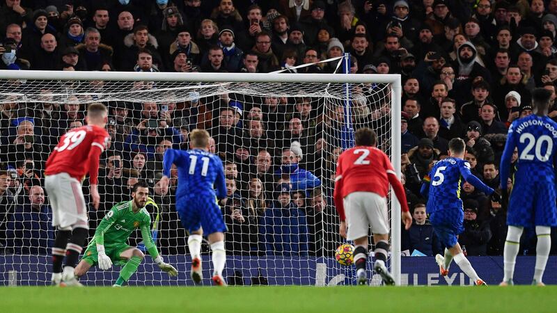 Jorginho slots home the equaliser. Photo: Ben Stansall/AFP via Getty Images