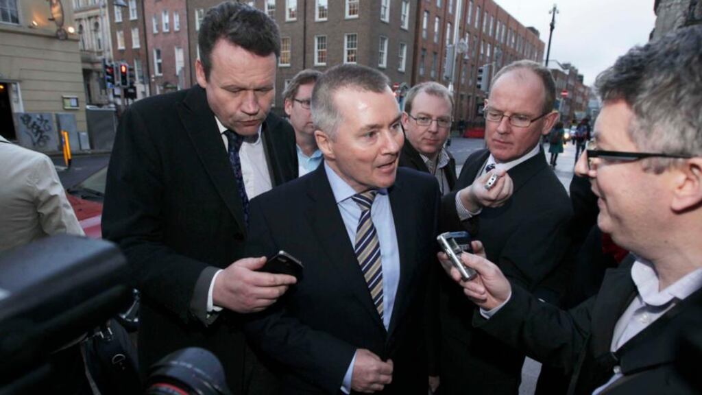 ‘Presenting IAG results, Willie Walsh said he still wanted to do the deal and would talk to the Government “in due course”.’ Above, Willie Walsh leaves an Oireachtas Joint Committee on Transport and Communications meeting in relation to IAG’s bid for Aer Lingus at Leinster House, Dublin. Photograph: Stephen Collins/Collins Photos