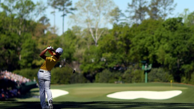 The difficulty of the fourth hole  is often accentuated by a swirling wind. Photograph:  Mike Ehrmann/Getty Images