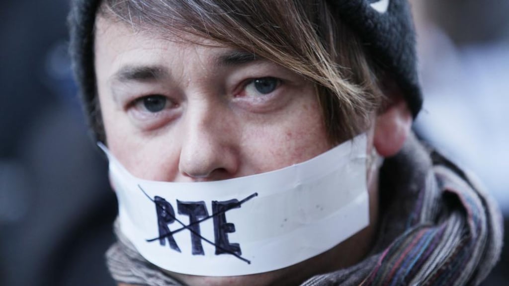 Joey Redmond at the LGBT Noise protest on South King Street in Dublin this afternoon. Photograph: Stephen Collins/Collins Photos