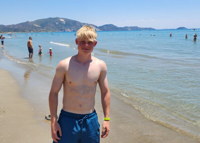 Ryan Lynch (18) on the beach in Zante. Photograph: Niamh Browne
