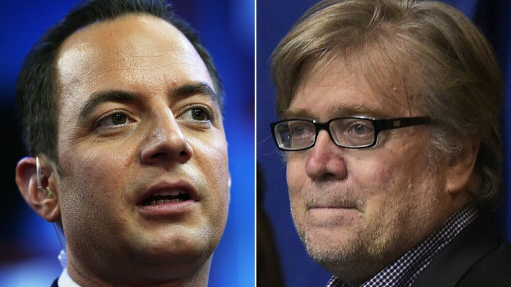 US president-elect Donald Trump made the first senior appointments of his administration on Sunday, naming Reince Priebus (left) as his chief of staff and Steve Bannon (right) as his chief strategist and senior counsellor. File photographs: AFP/Getty Images