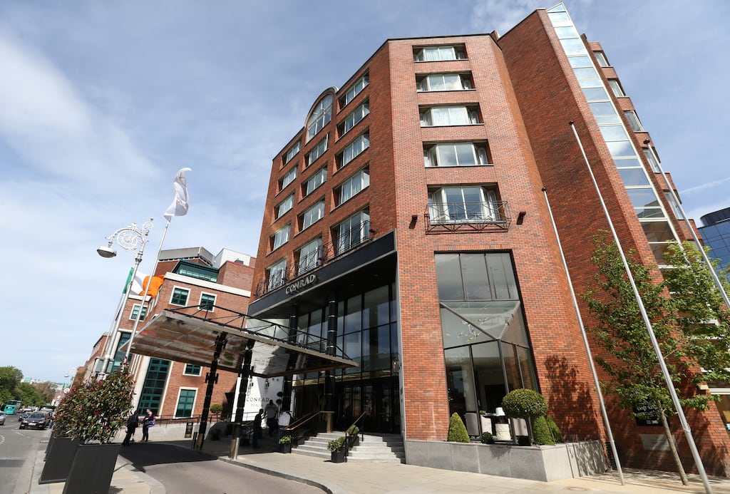 The Conrad Hotel in Dublin city centre posted a loss after tax of €3.6m for the year to the end of 2021, compared to a €4.9m loss a year earlier. Photograph: Laura Hutton