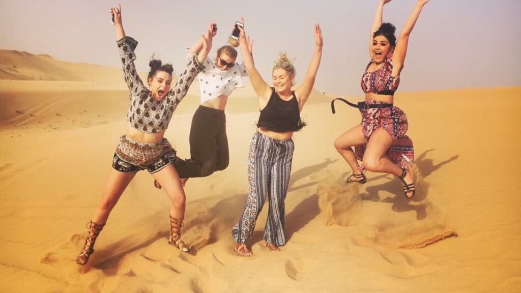Lauren Reilly (second from left) and friends have fun in the sun in Abu Dhabi