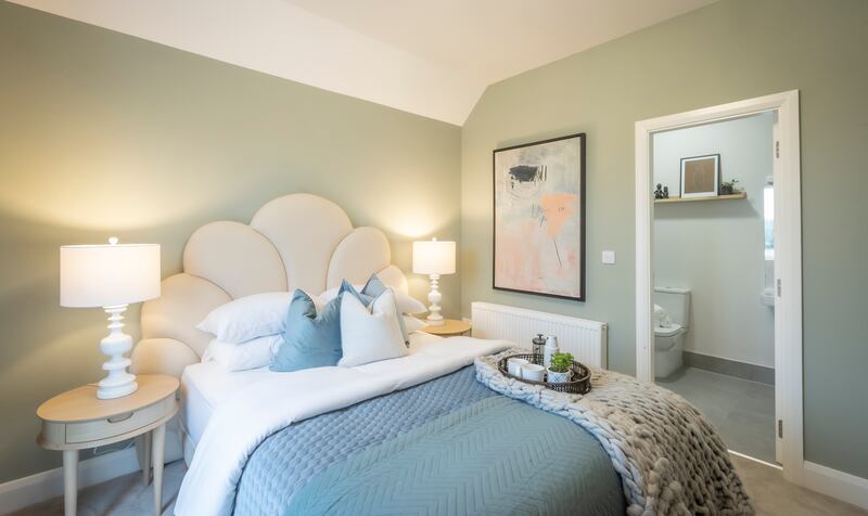 The main bedroom in the four-bedroom houses at Woodbrook. Photograph: David Cantwell Photography