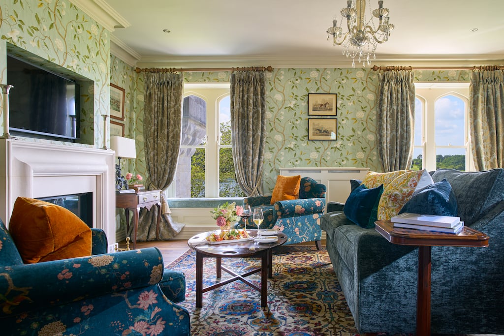 Sumptuous decor in the lounge of the Lady Mary O'Brien Suite at Dromoland Castle