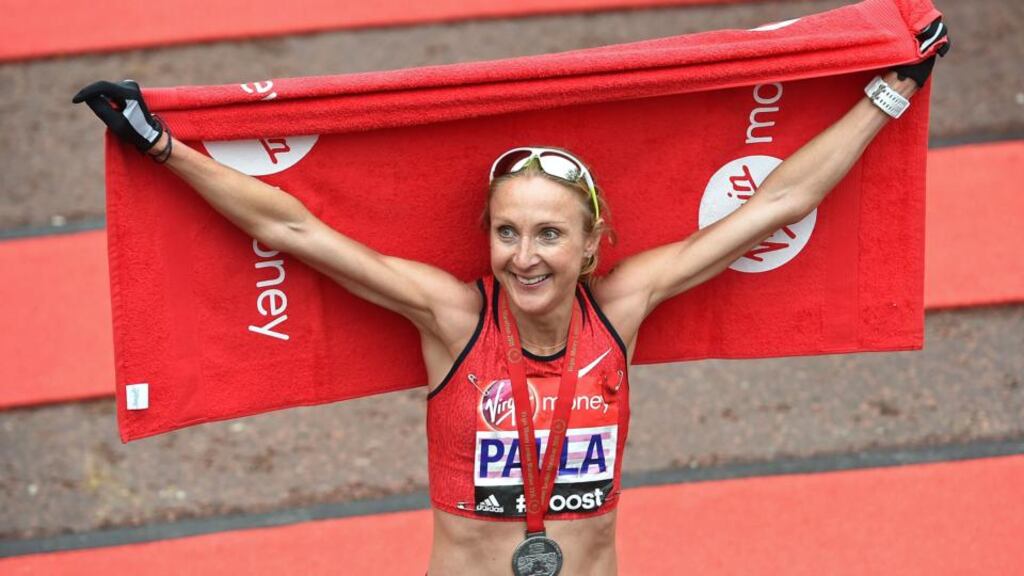 Paula Radcliffe poses for photos after competing the London Marathon in April 2015. Photograph: Tom Dulat/Getty Images
